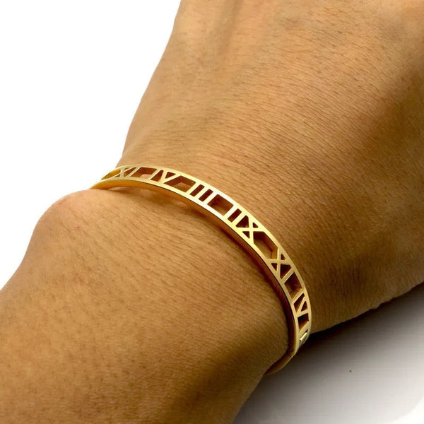 Roman Numerals Bangle Bracelet