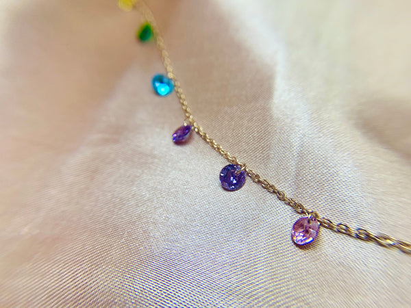 Rainbow Crystals Charms Necklace