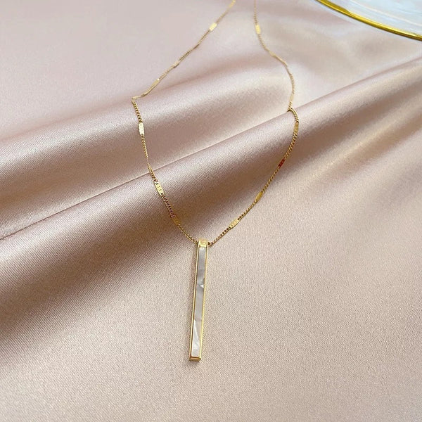 Marble Gold Bar Necklace