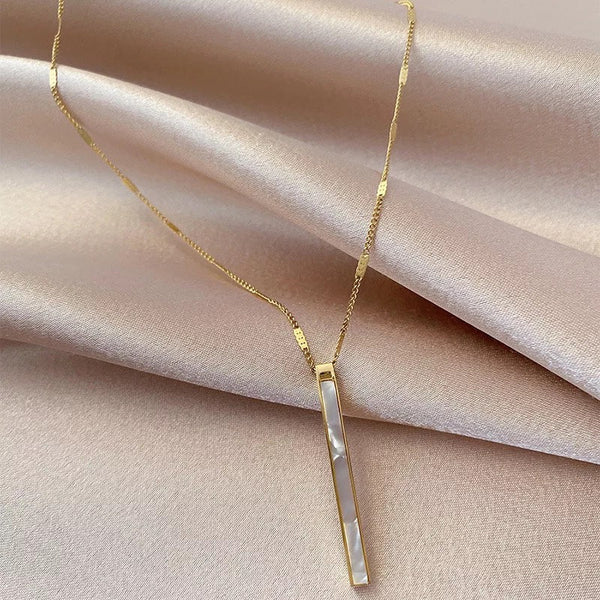 Marble Gold Bar Necklace