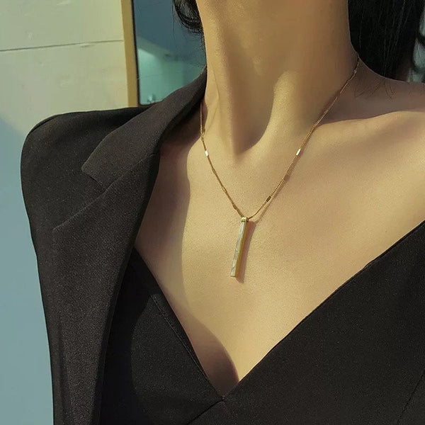 Marble Gold Bar Necklace