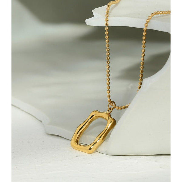 Irregular Open Rectangle Pendant Necklace