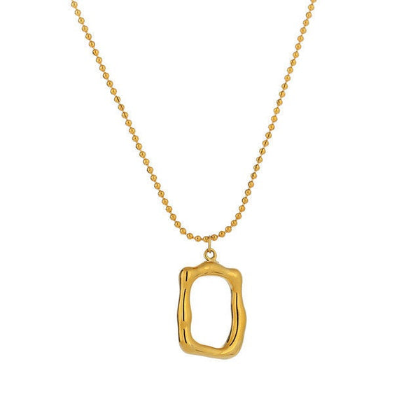 Irregular Open Rectangle Pendant Necklace