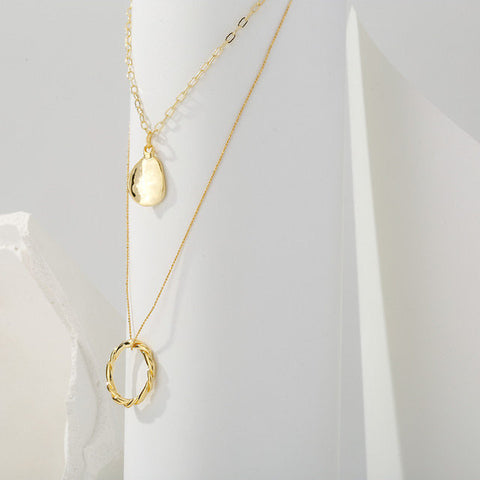 Ring and Teardrop Delicate Layered Necklace