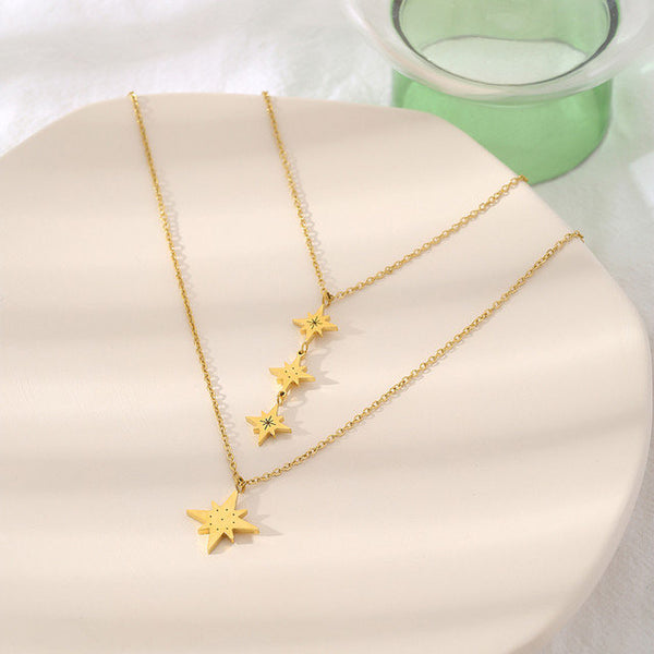 Layered North Star Pendant Necklace