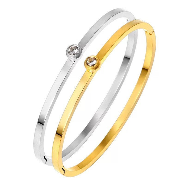 Crystal Solitaire Bangle Bracelet