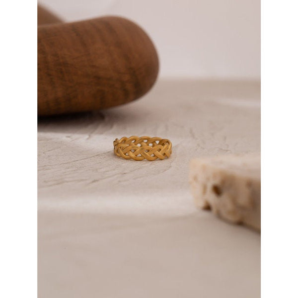 Braided Weave Matte Gold Ring