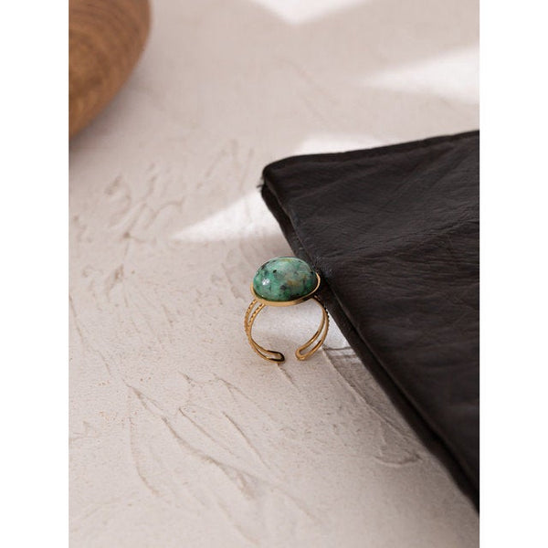 Natural Green Gemstone Statement Ring