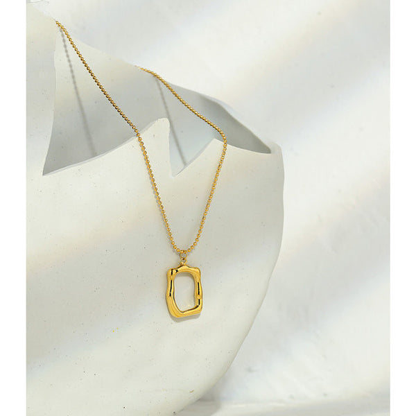 Irregular Open Rectangle Pendant Necklace