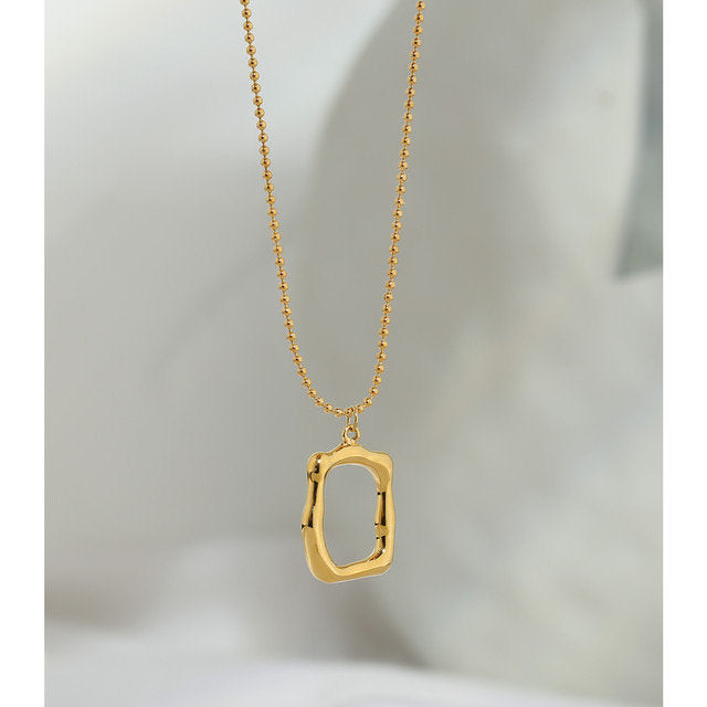 Irregular Open Rectangle Pendant Necklace