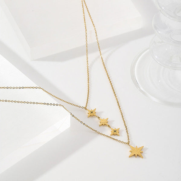 Layered North Star Pendant Necklace