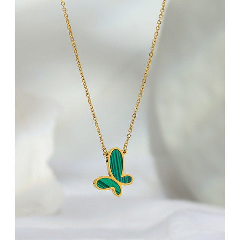 Green Butterfly Pendant Necklace