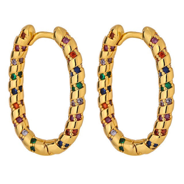 Oval Colorful Twisted Hoops