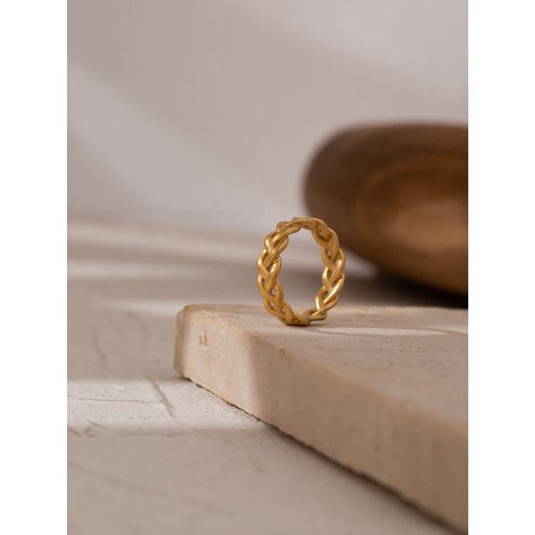 Braided Weave Matte Gold Ring