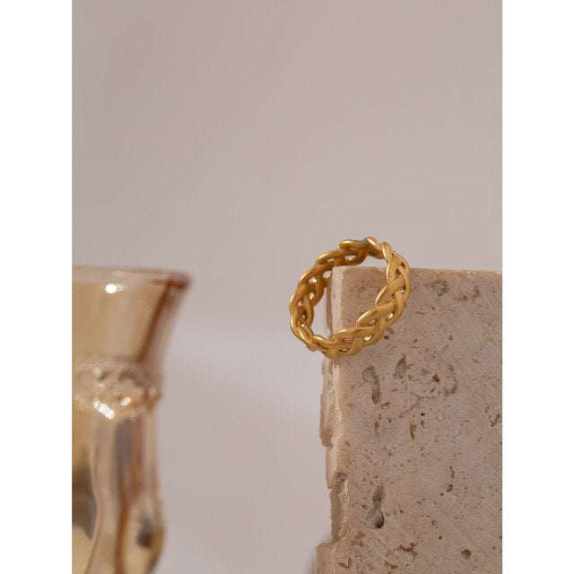 Braided Weave Matte Gold Ring