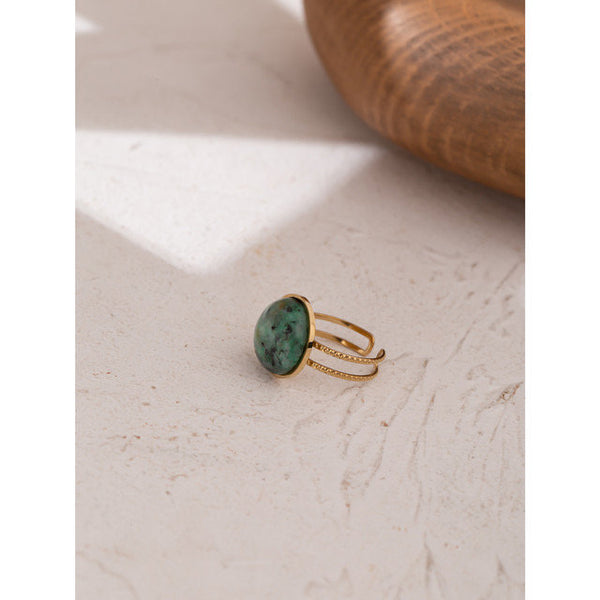 Natural Green Gemstone Statement Ring