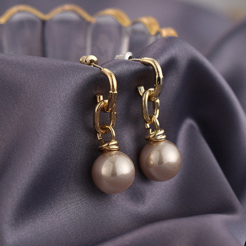 Link Chain Pearl Earrings