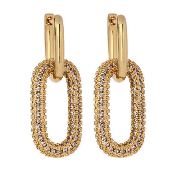 Crystal Chunky Link Chain Earrings