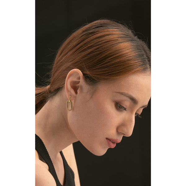 Crystal Chunky Link Chain Earrings