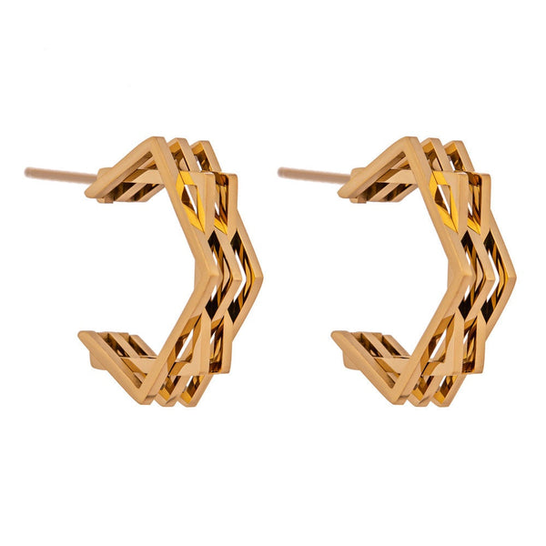 Geometric Layered Open Hoop Earrings