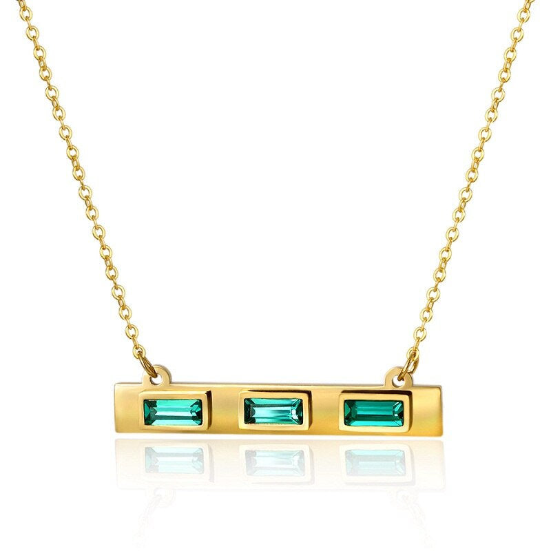 Green Emerald Horizontal Bar Necklace