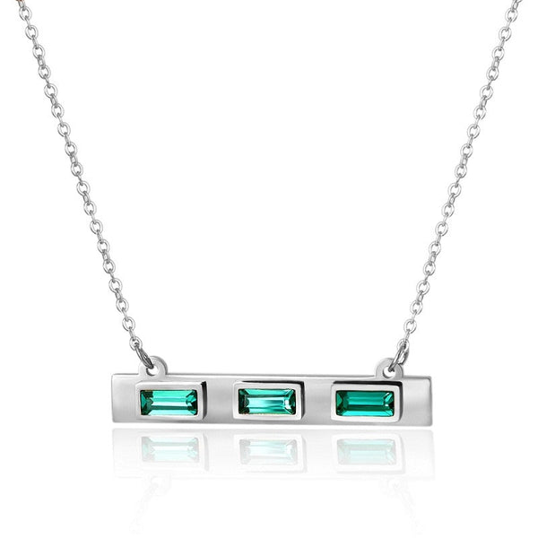 Green Emerald Horizontal Bar Necklace