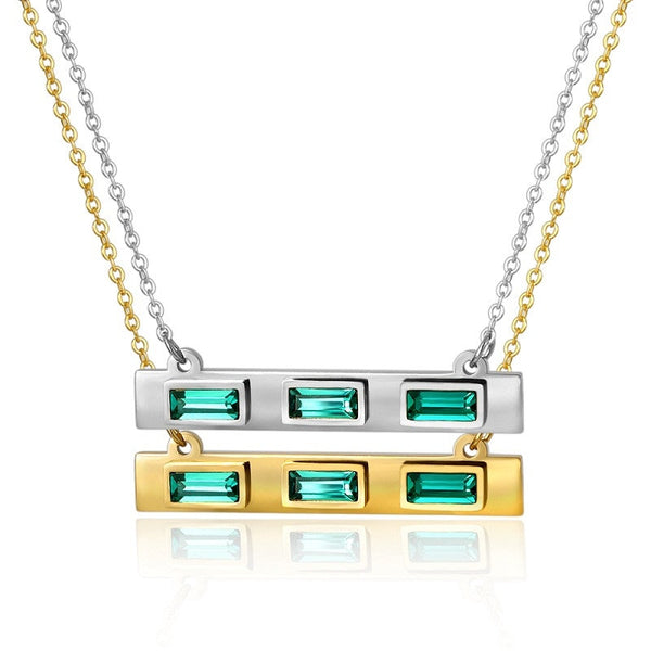 Green Emerald Horizontal Bar Necklace