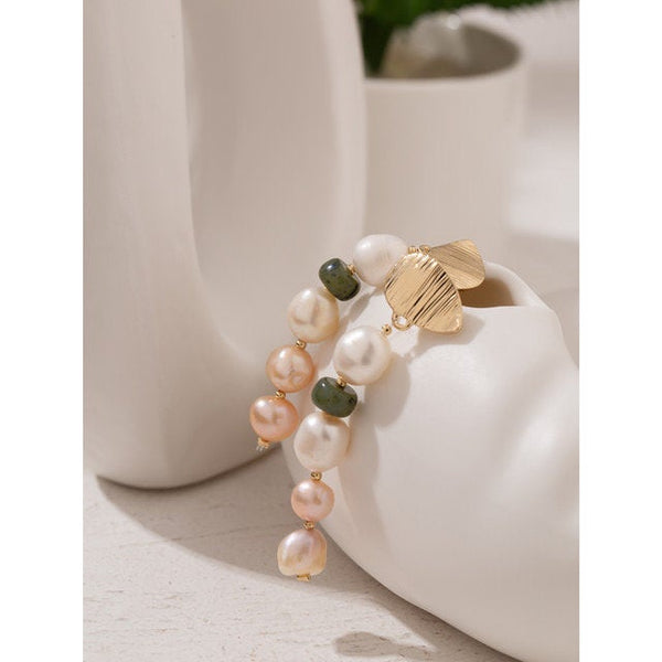 Beads and Pearls Long Dangle Earrings