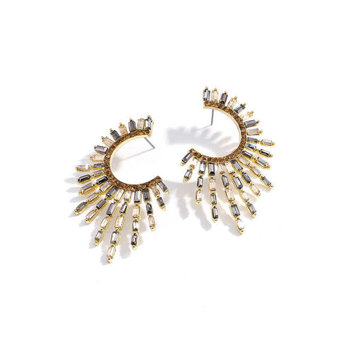 Exaggerated Crystal Spiked Earrings