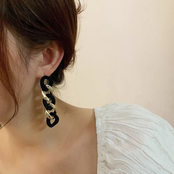 Marble Link Chain Earring