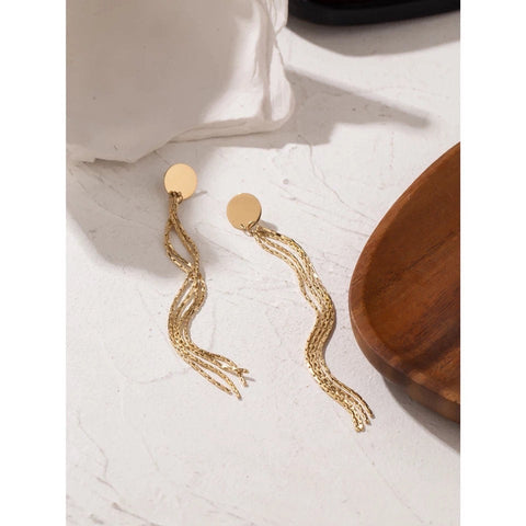 Disc Tassel Long Dangle Drop Earrings