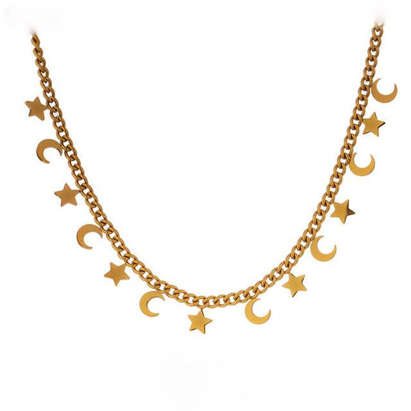 Celestial Charms Delicate Chain Choker Necklace