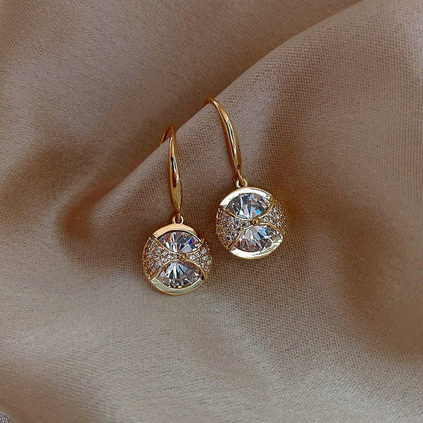 Round Crystal Dangle Earrings