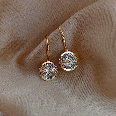 Round Crystal Dangle Earrings