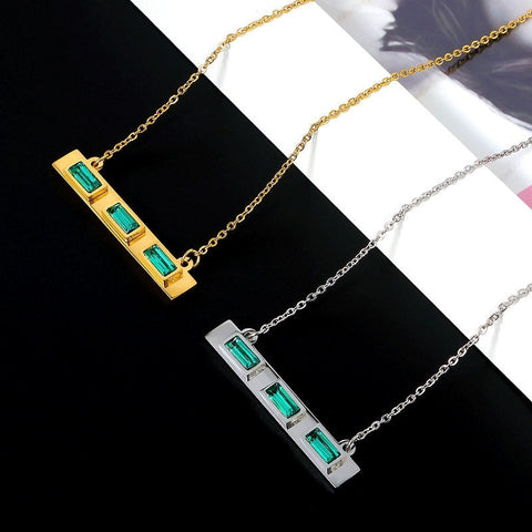 Green Emerald Horizontal Bar Necklace