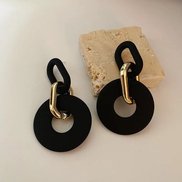 Marble Chain Oval Earrings