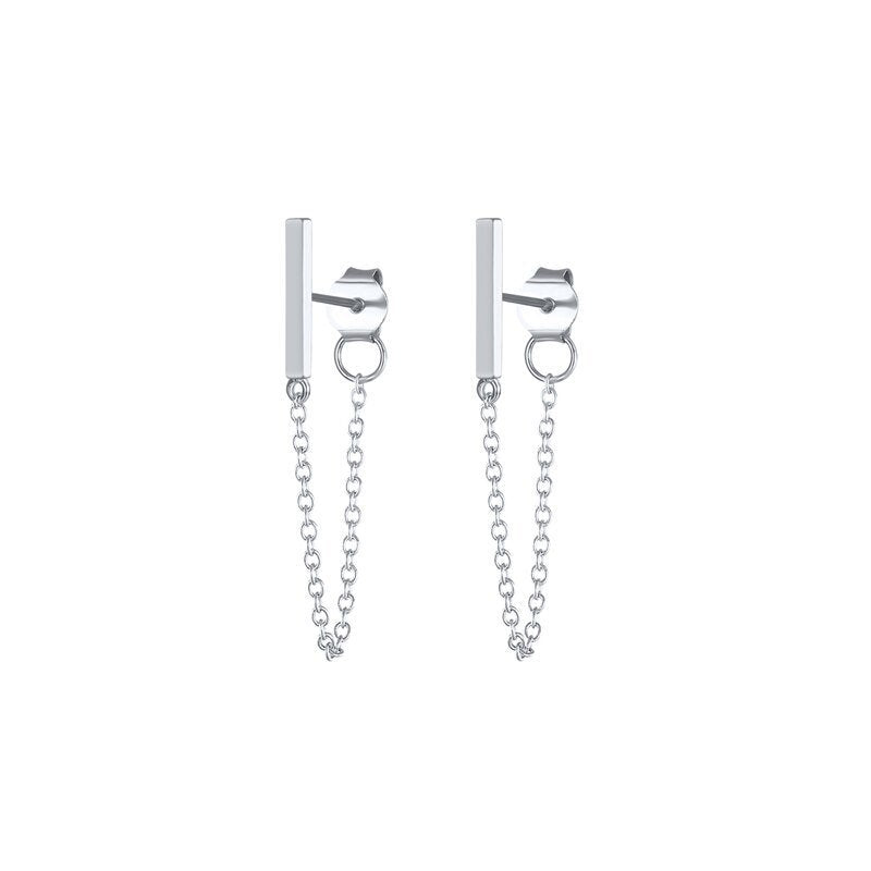 Minimalist Bar Chain Cuff Earrings