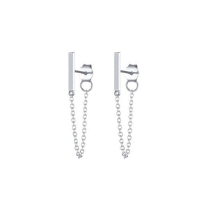 Minimalist Bar Chain Cuff Earrings