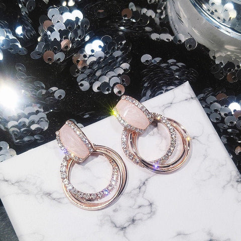 Crystal Pink Hoop Earrings