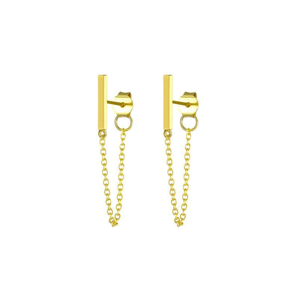 Minimalist Bar Chain Cuff Earrings