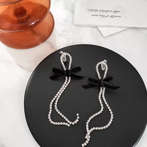 Long Crystal Bowknot Earrings