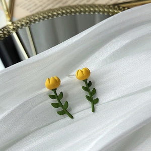 Yellow Tulips Stud Earrings