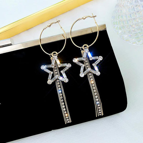 Shining Star Tassel Hoops