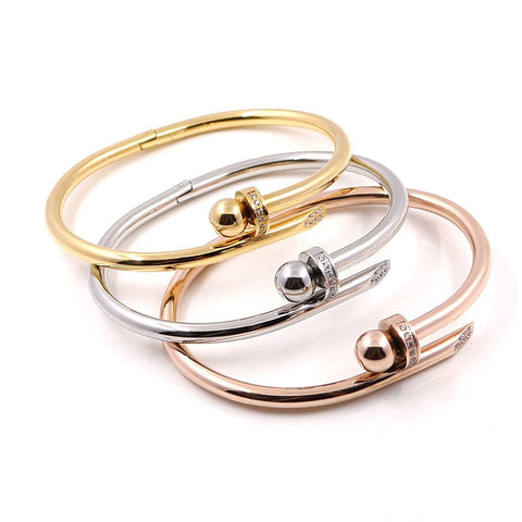 Round Cap Nail Rivet Bangle Bracelet