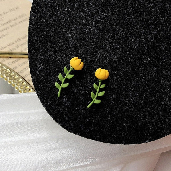 Yellow Tulips Stud Earrings