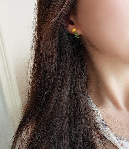 Yellow Tulips Stud Earrings