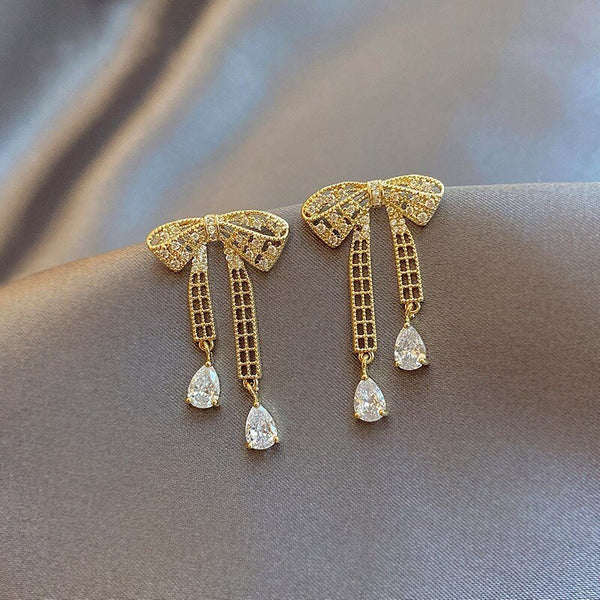 Delicate Crystal Bow Earrings