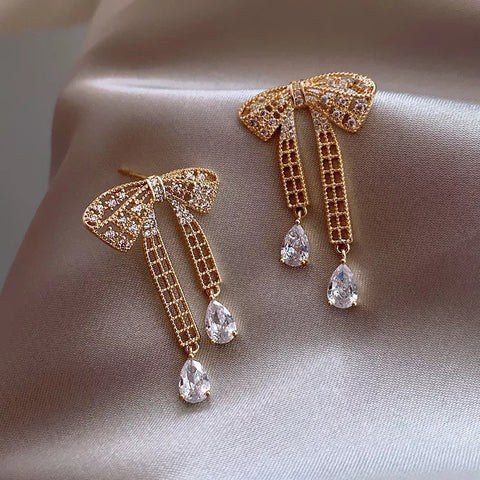 Delicate Crystal Bow Earrings