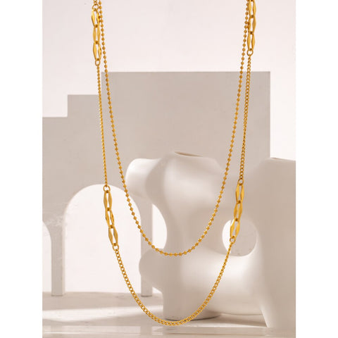 Layered Bead Chain Long Sweater Necklace