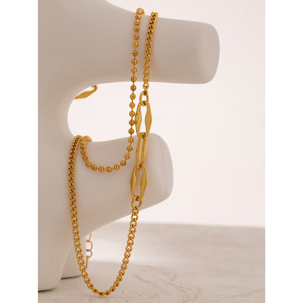 Layered Bead Chain Long Sweater Necklace